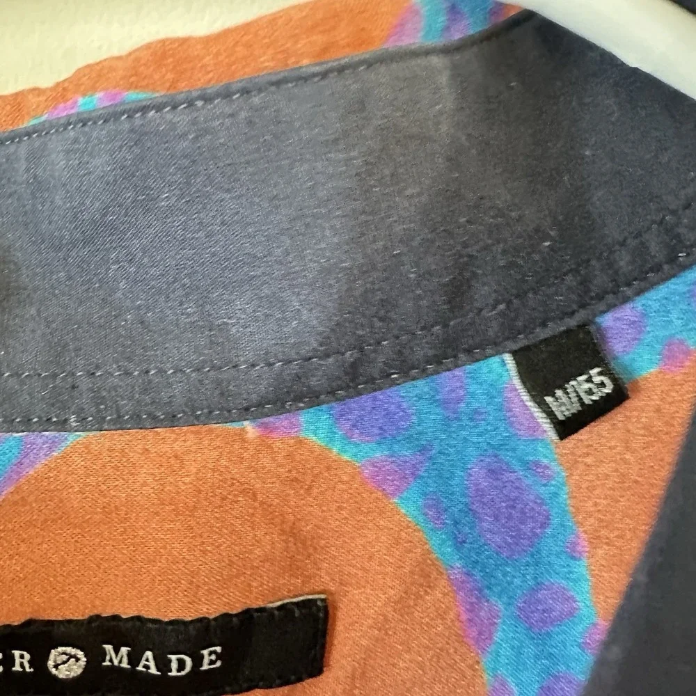 Men's Hammer Made Medium Short Sleeve Button Up Shirt Pink Snake Print Beach - Picture 5 of 8